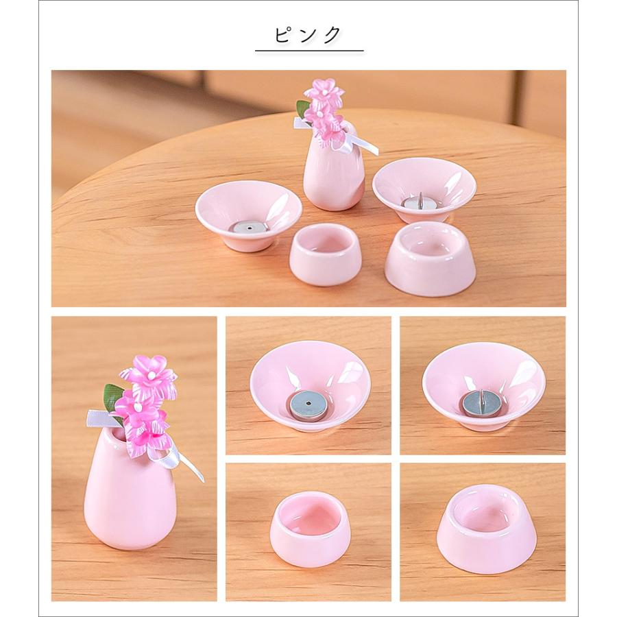 ペット仏具 陶器8点セット 五具足 仏具セット 陶器製 パステルカラー