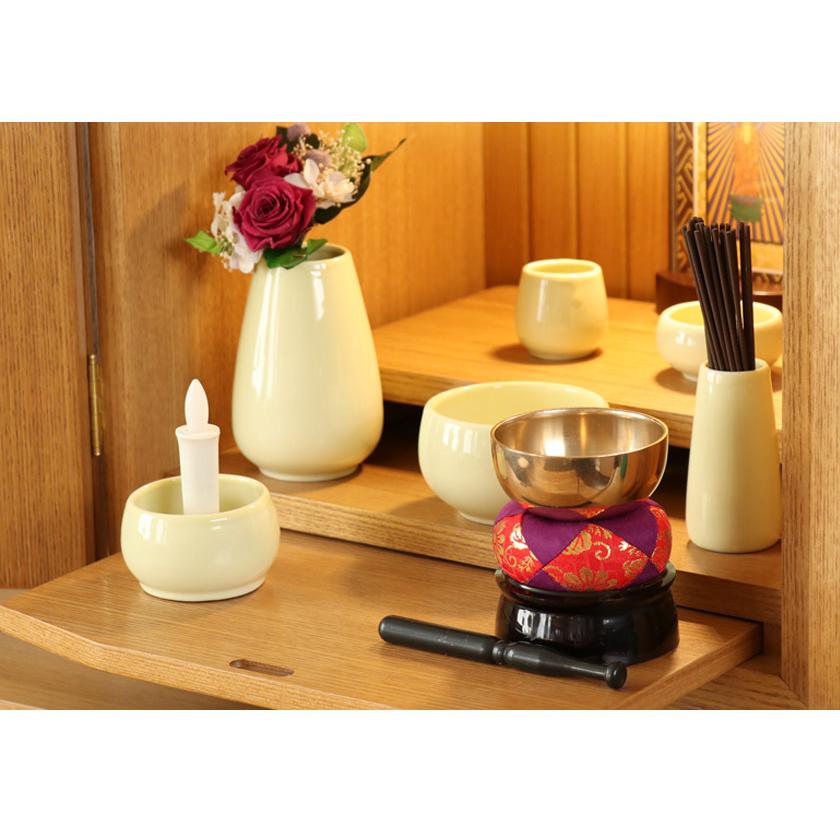 Madame Mo 3セット なーむくまちゃん工房 仏具 おりんセット 【6具足】陶器 仏具 「もみじ