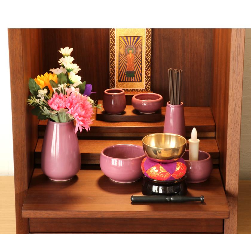なーむくまちゃん工房 仏具 おりんセット 【6具足】陶器 仏具 「もみじ