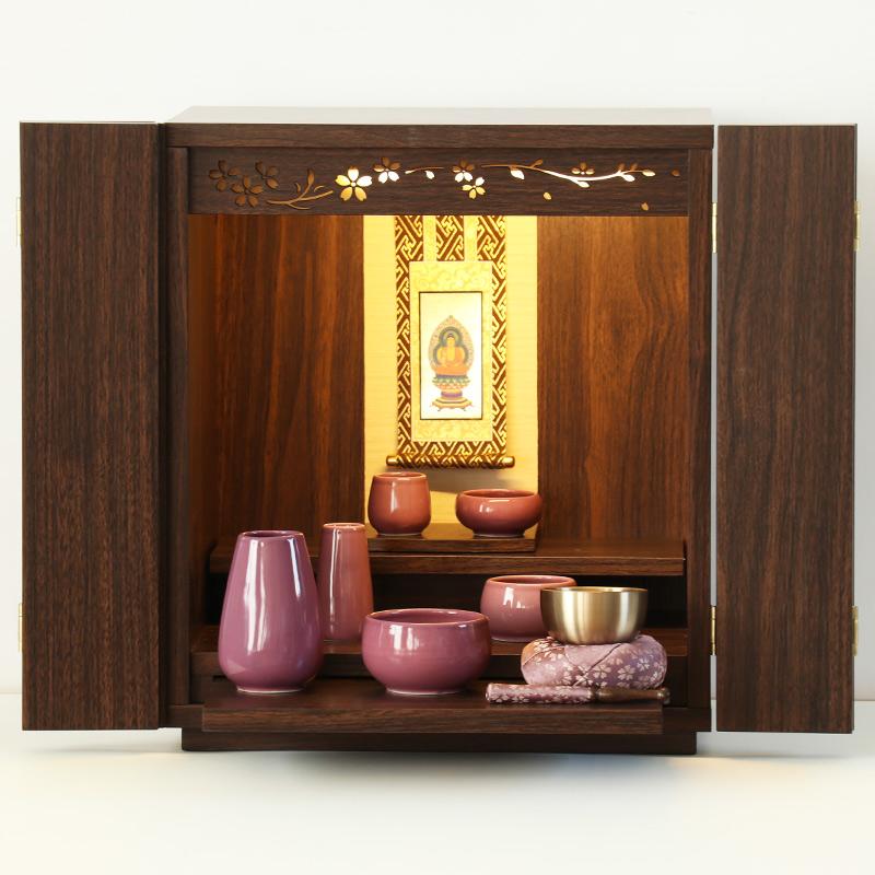 なーむくまちゃん工房 ミニ仏壇 モダン 花蓮 かれん 14号 仏具セット