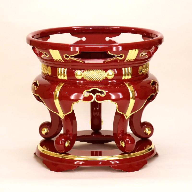 なーむくまちゃん工房 - お寺さま仏具 丸金台 内寸8寸 24珊 サヤ付・朱塗面金箔押 黒ペンキ塗りもできます 仏壇、仏具-冠婚葬祭、宗教用品