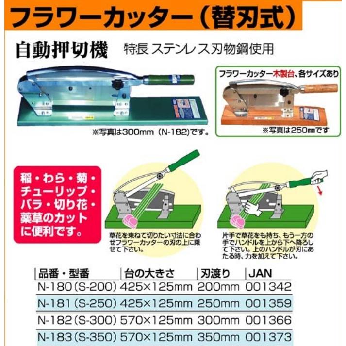 台の大きさ425×125mm 【付け】 刃渡り200mm 自動押切器　ステンレス刃物鋼　稲　わら　菊　チューリップ　バラ　切り花　薬草に