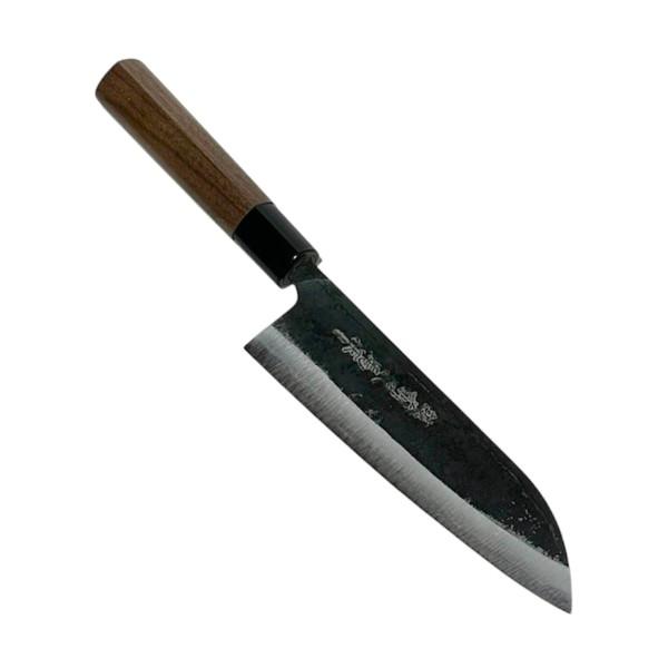越前数馬作　松風　三徳包丁　165mm　青二鋼　黒打　胡桃柄付　　620241　202411_4