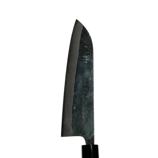 越前数馬作　松風　三徳包丁　165mm　青二鋼　黒打　胡桃柄付　　620241　202411_6