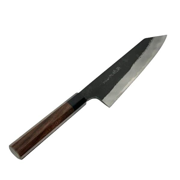 【送料無料】越前数馬作　玄武　剣型牛刀　210mm　鍛造白二鋼　黒打　紫檀八角柄付　　620265　202404_2