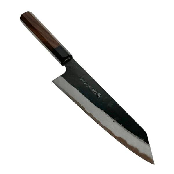 【送料無料】越前数馬作　玄武　剣型牛刀　210mm　鍛造白二鋼　黒打　紫檀八角柄付　　620265　202404_4