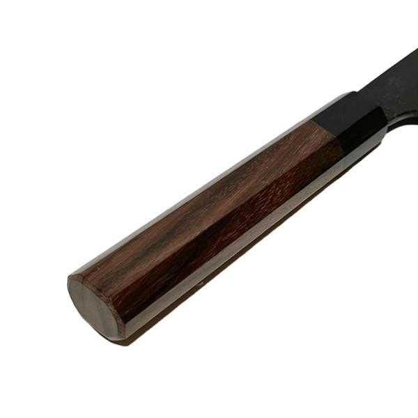 【送料無料】越前数馬作　玄武　剣型牛刀　210mm　鍛造白二鋼　黒打　紫檀八角柄付　　620265　202404_8