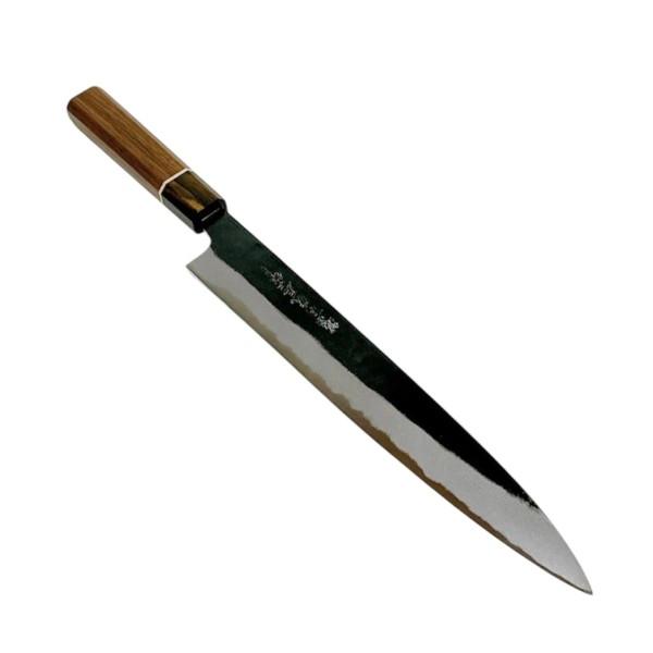 越前数馬作 玄武 筋引包丁 255mm 鍛造白二鋼 黒打 SGW八角柄付  620299の画像