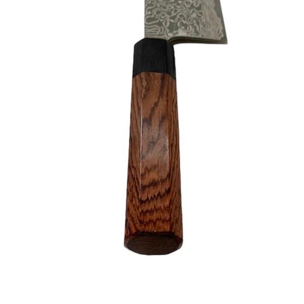 粉末ハイス鋼 ダマスカス 三徳包丁 180mm 越前打刃物 期間限定 送料無料】<BR>越前数馬作 粉末ハイス鋼 31層ダマスカス 龍神 剣型文化