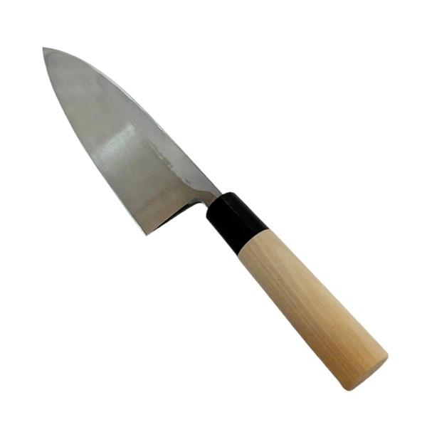 【送料無料】越前数馬作 黒打 出刃包丁 白二鋼 165mm 水牛桂鎬柄付  625522 202402の画像