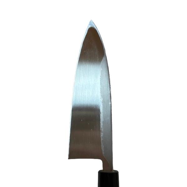 【送料無料】越前数馬作 黒打 出刃包丁 白二鋼 165mm 水牛桂鎬柄付  625522 202402の画像