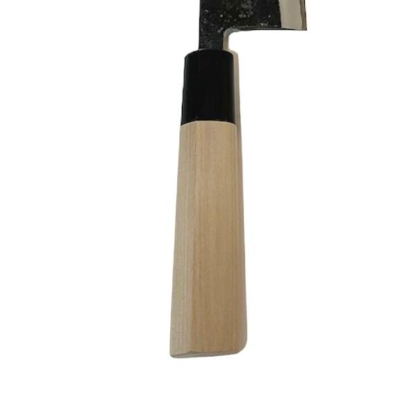 【送料無料】越前数馬作 黒打 出刃包丁 白二鋼 165mm 水牛桂鎬柄付  625522 202402の画像