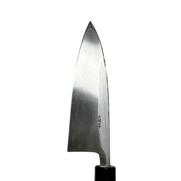 越前数馬作 積層青二鋼 出刃包丁 180mm 紫檀シノギ柄付  625582 202412の画像
