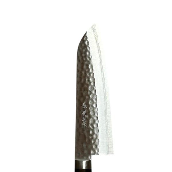 源明利作 刻流 三徳包丁170mm VG10積層鎚目打 口金付 ブラウンアッシュ