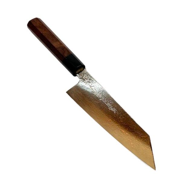 本物ダマスカス包丁 雷神 越前数馬 送料無料】 越前数馬作 粉末ハイス鋼ダマスカス 雷神 三徳包丁180mm