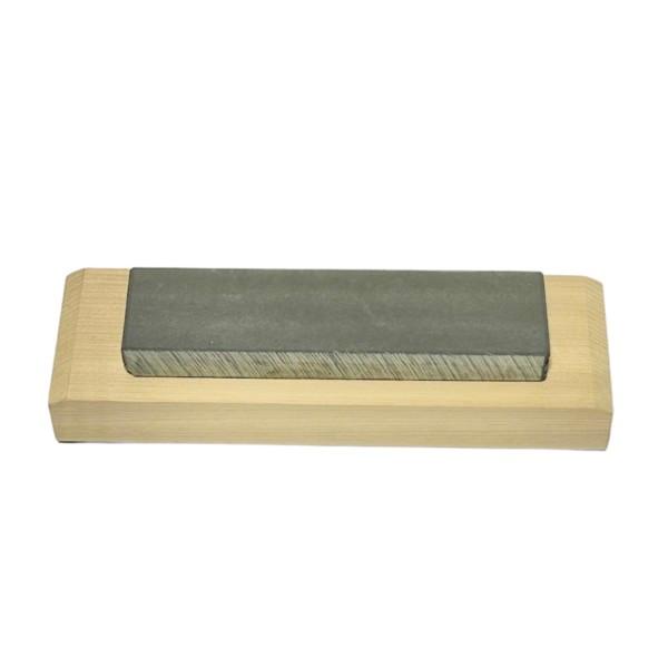 玉日本 京都産天然砥石「鞍馬」木製台付 約 40×150×厚15mm 粒度