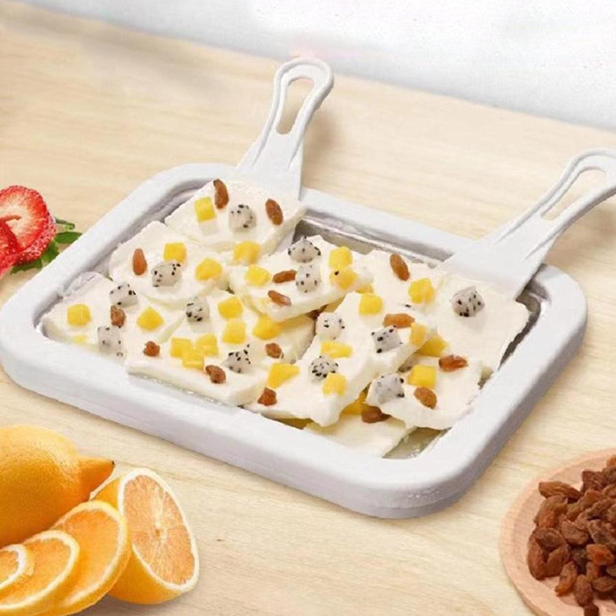 同梱不可】【同梱不可】ロールアイスクリームメーカー 簡単な自家製ロールアイスクリーム用のスパチュラ2個付きアンチグリドルパン ロールアイスクリーム  ソフトクリーム アイスクリームメーカー