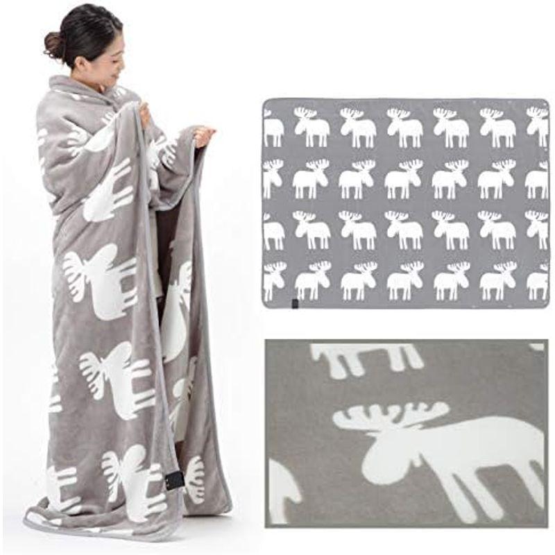 電気毛布 着る毛布 とろけるフランネル 着る電気毛布 curun クルン ロングサイズ 140×180cm グレー｜kumakumastore｜02