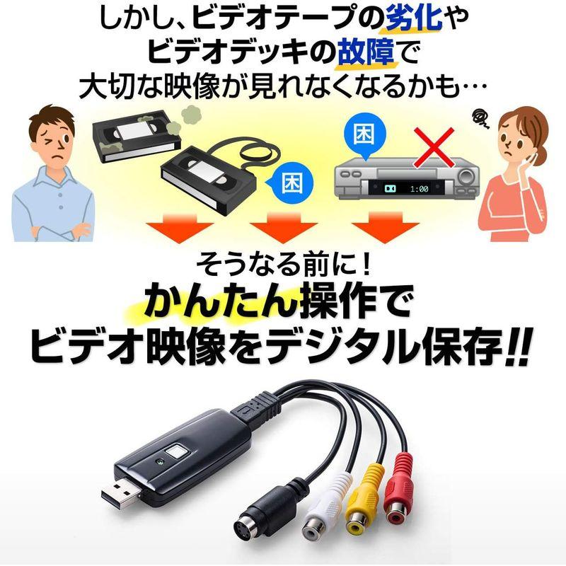 サンワダイレクト USBビデオキャプチャー VHS/8mmビデオテープ デジタル化 ソフト付 S端子 コンポジット 400-MEDI008｜kumakumastore｜03