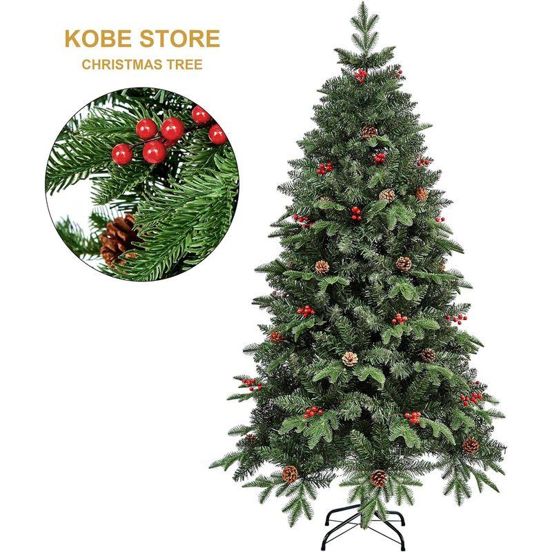 クリスマスツリー 枝大幅増量タイプ 松ぼっくり付き、赤い実付き、おしゃれな クリスマスツリー 180CM KSBM - 4