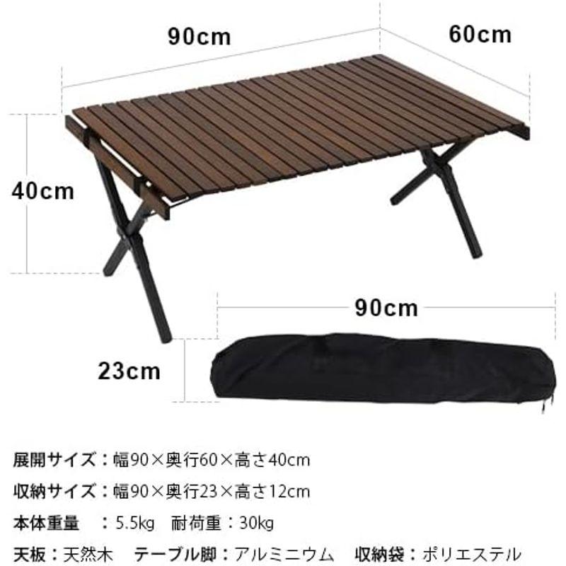 クイックキャンプ X脚 ウッドローテーブル 90×60cm QC-WTX90｜kumakumastore｜02