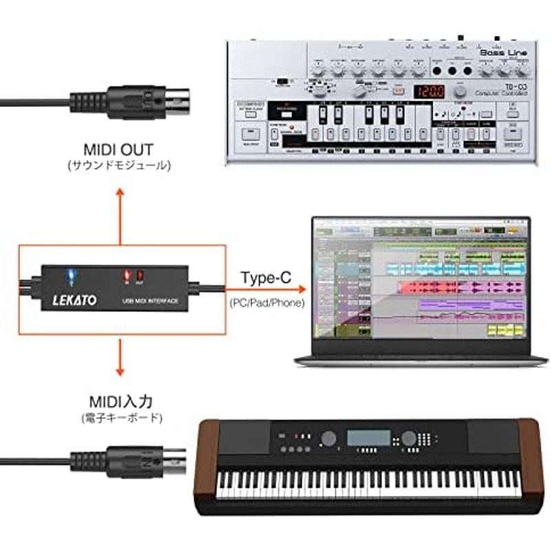 MIDIケーブル USB インターフェース ケーブル キーボード 5PIN-DIN LEKATO 電子楽器とPC 簡単接続 変換ケーブル 高｜kumakumastore｜14
