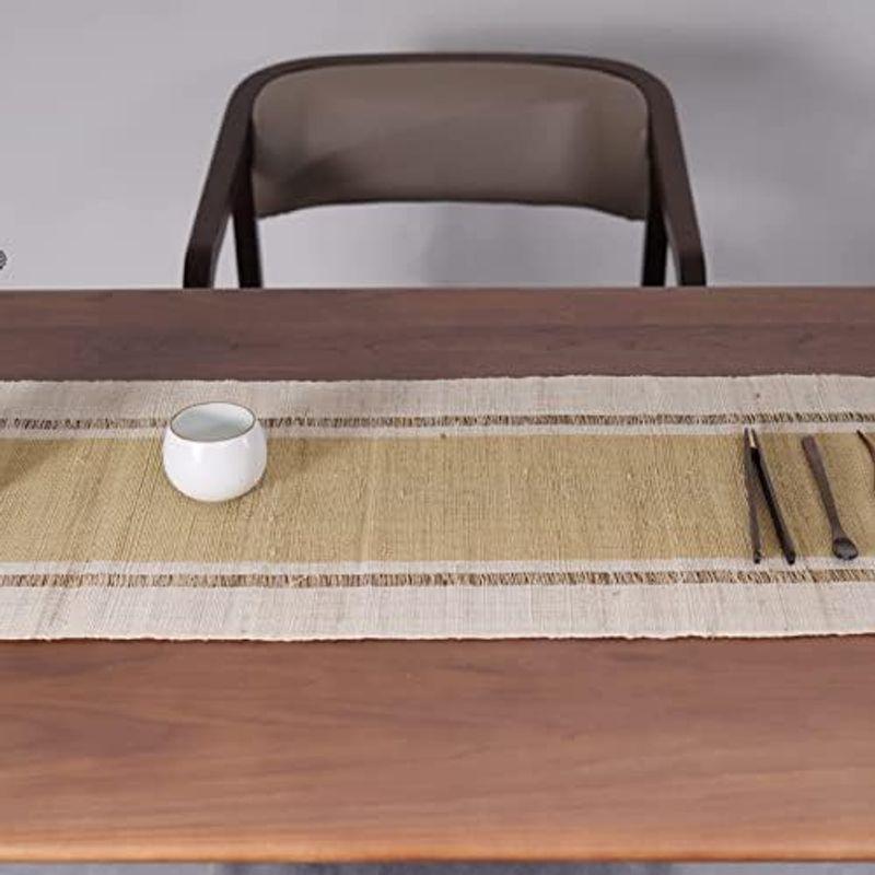即納 慕布?MOBUKIAテーブルランナー 手織り布 ちょま生地夏布 天然素材シンプル 素朴なモダン 中華風和風侘寂わびさび禅茶席 断熱テーブル保