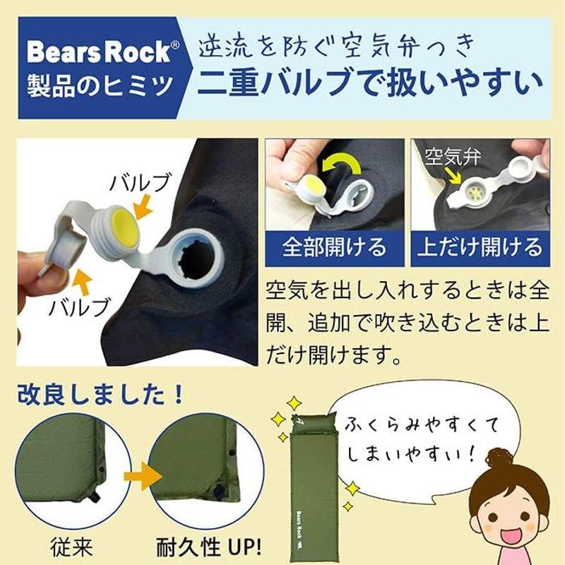 Bears Rock ベアーズロック キャンプ マット 厚さ 5ｃｍ 自動膨張式 フィットキーパー Fit Keeper (オリーブグリーン｜kumakumastore｜04
