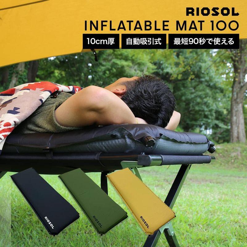 日本に RIOSOL 自動膨張式 10cm インフレータマット 滑り止め 連結可能 収納袋付き ブラック