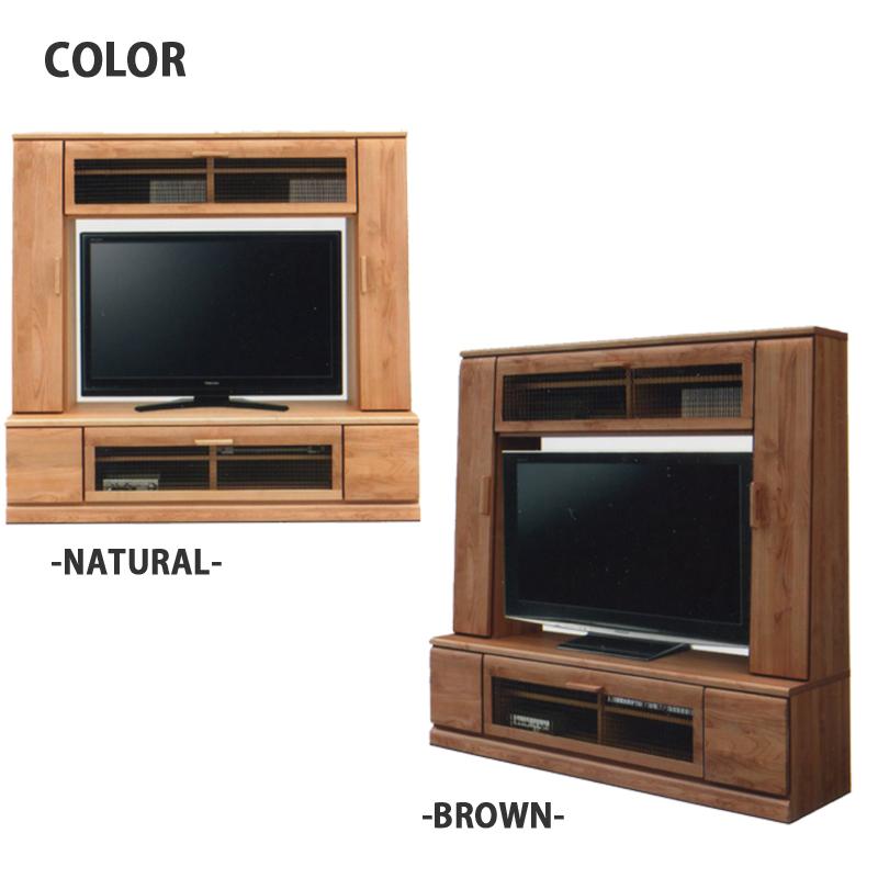 壁面収納付テレビ台 木製 ナチュラル色【未使用品】 完成品】壁面収納テレビ台(ナチュラル/ブラウン)日本製の49型対応