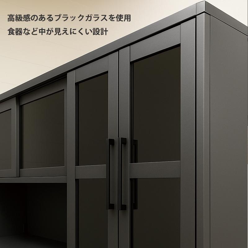 おこめママさま　キッチンボード 日本製 鏡面 食器棚 キッチンボード 完成品 100cm メタル 【68-100006