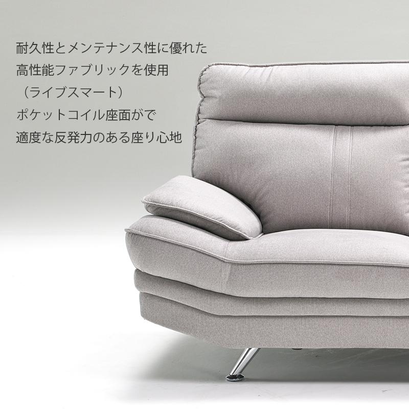 ソファ 2人 グレー ネイビー オシャレ ポケットコイル 布 ファブリック