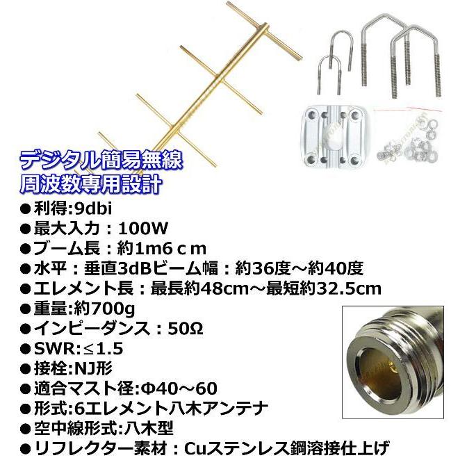 351MHz デジタル簡易無線 デジタル登録局 基地局用 6エレメント 351MHz デジタル簡易無線 デジタル登録局 基地局用 6エレメント
