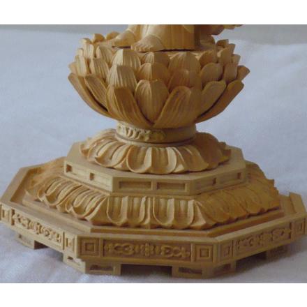 仏像 浄土宗 ご本尊 舟弥陀 柘植 八角台座 水煙光背 3.0寸 |  | 04