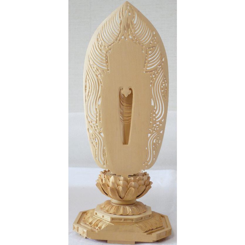 仏像 浄土宗 ご本尊 舟弥陀 柘植 八角台座 水煙光背 3.0寸 |  | 06