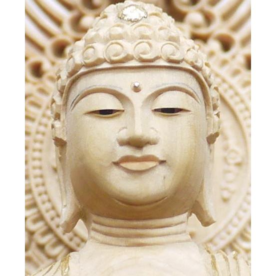 仏像 柘植 六角鬼面麒麟台座 水煙光背 眼入 仏切金 浄土宗本尊 舟弥陀 6.0寸 |  | 01