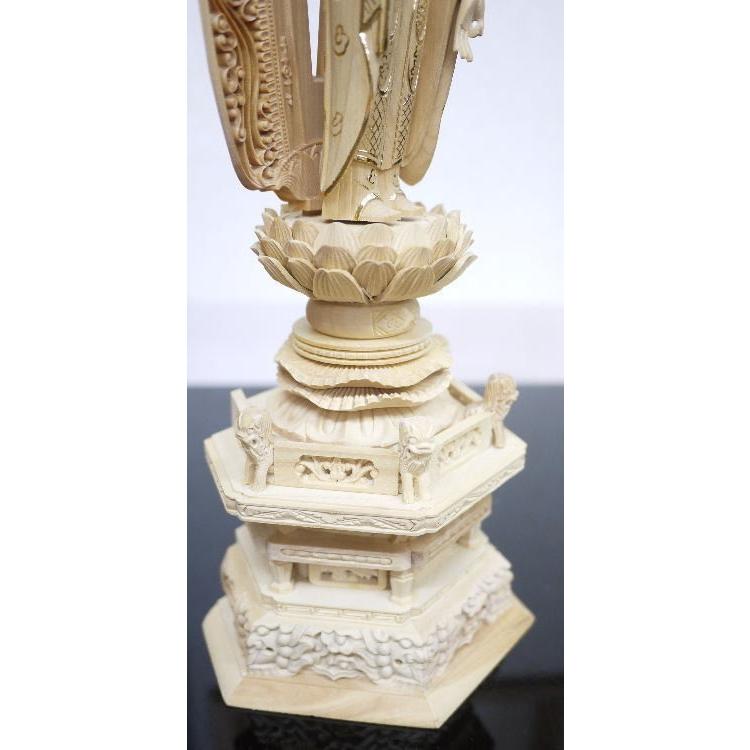 仏像 柘植 六角鬼面麒麟台座 水煙光背 眼入 仏切金 浄土宗本尊 舟弥陀 6.0寸 |  | 04