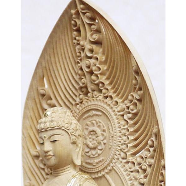 仏像 柘植 六角鬼面麒麟台座 水煙光背 眼入 仏切金 浄土宗本尊 舟弥陀 6.0寸 |  | 05