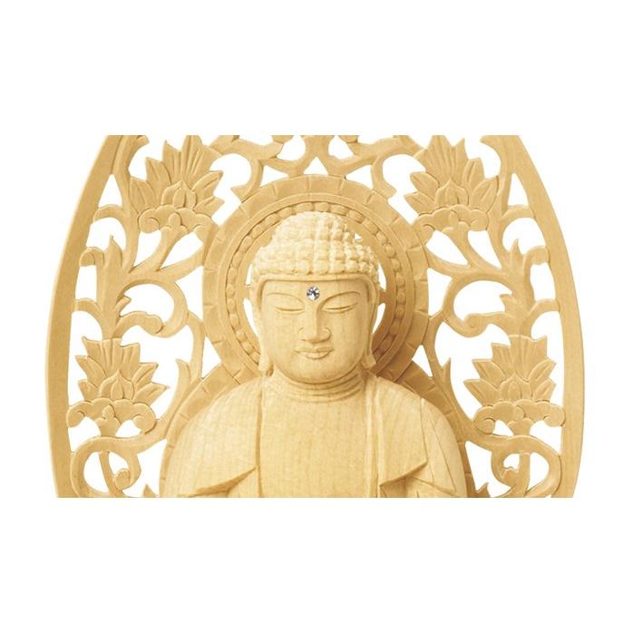 仏像 ご本尊 座釈迦如来 唐草光背 総白木 2.0寸