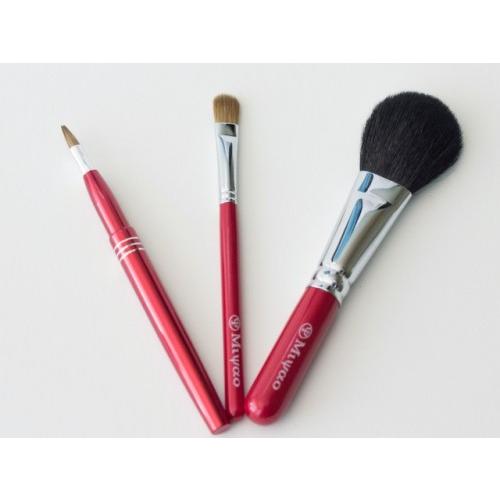 熊野筆 メイクブラシ 3点セット（チーク、アイシャドー、携帯用リップ