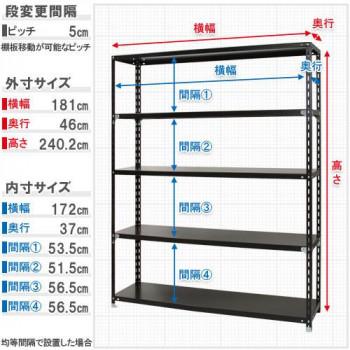 スチールラック　NC1800-24-5段 間口1800×奥行450×高さ2400mm　ホワイト_3