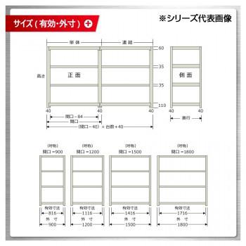 軽中量ラック　耐荷重200kgタイプ　連結　間口900×奥行600×高さ900mm　3段　アイボリー_1