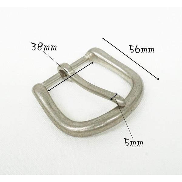 38mm 真鍮製 バックル アンティークシルバー(消しシルバー色) kume1265