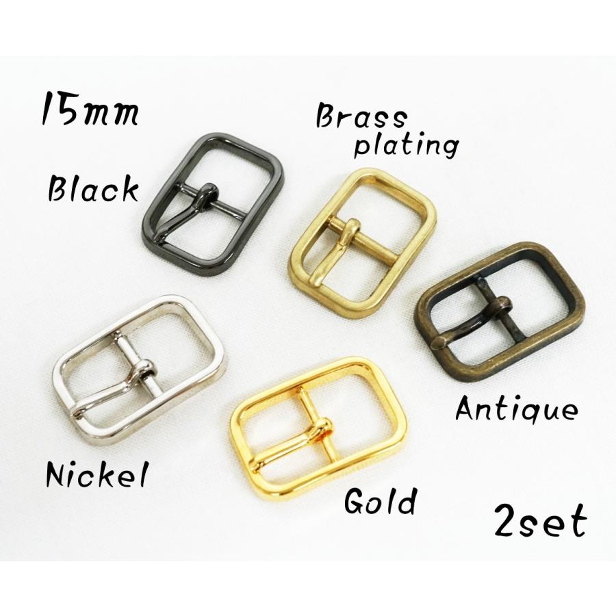 15mm 日の字型 バックル ニッケル ゴールド ブラック ブラスメッキ  