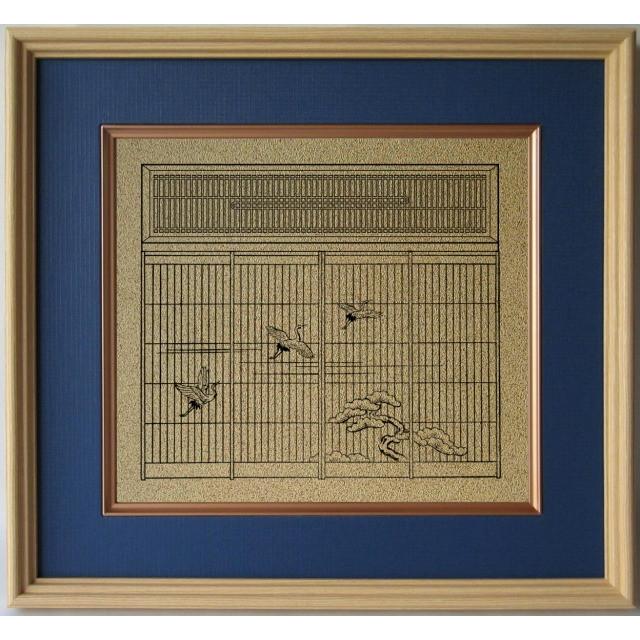 建具書院クミコ、鶴と月と雲の彫刻