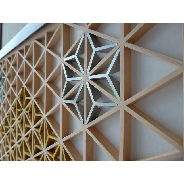 和モダン アートパネル 組子色彩葉 【金銀麻の葉 ちらし 2色2号