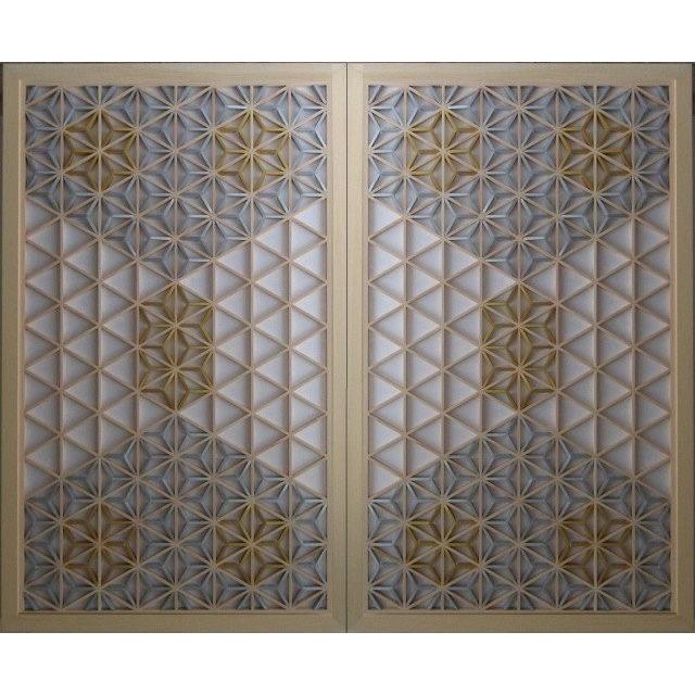 和モダン アートパネル 組子色彩葉 【金銀麻の葉 ちらし 2色5号 2連