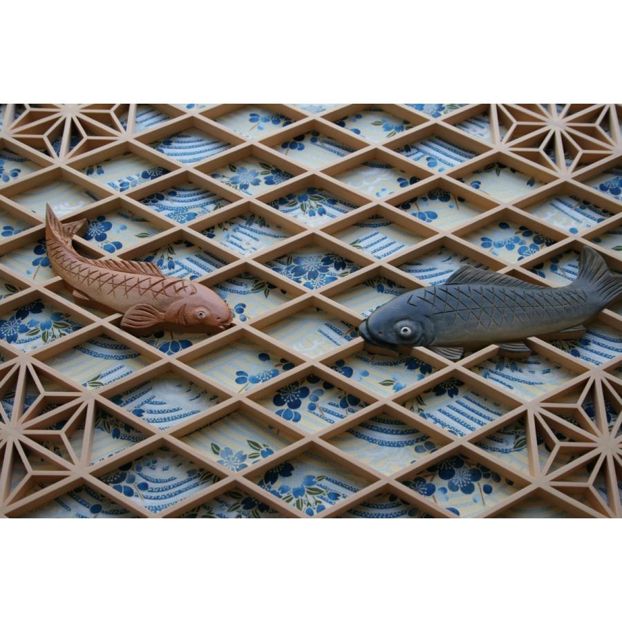 和モダン アートパネル 組子彫刻入りアートパネル 【クラシカル 緋鯉