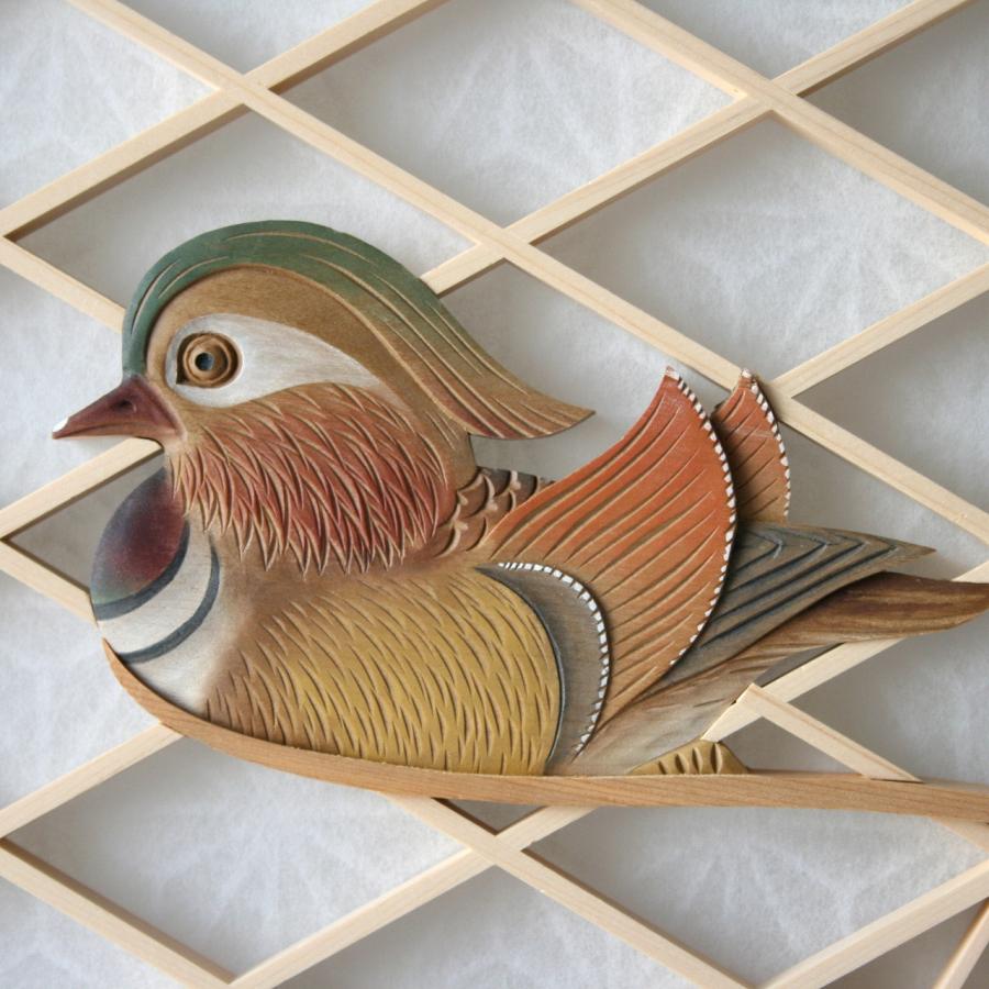 和モダン アートパネル 組子彫刻入りアートパネル 【鴛-オシドリツガイ