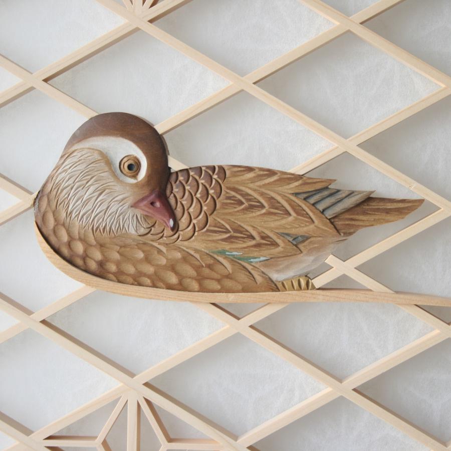 和モダン アートパネル 組子彫刻入りアートパネル 【鴛-オシドリツガイ